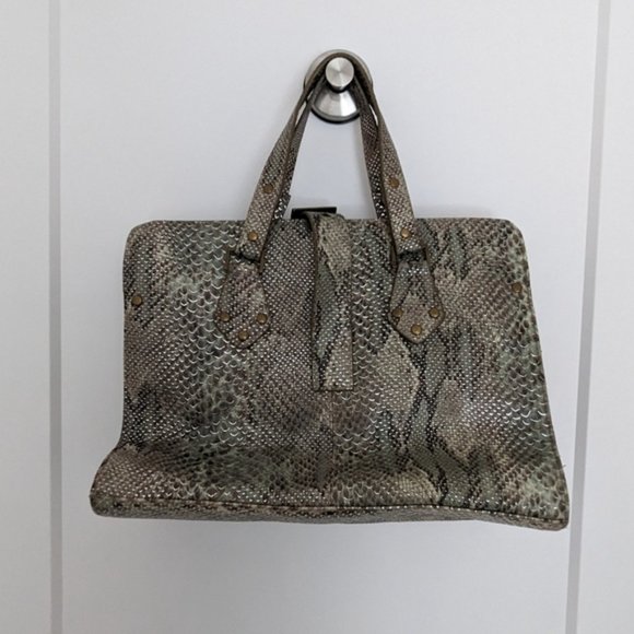 Vintage Snake Skin Pattern Top Handle Bag - Picture 2 of 7